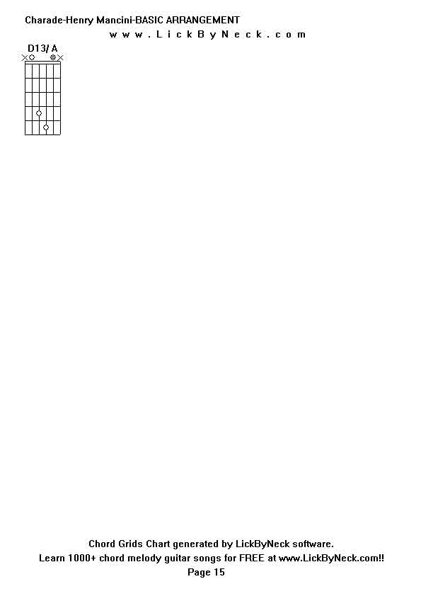 Chord Grids Chart of chord melody fingerstyle guitar song-Charade-Henry Mancini-BASIC ARRANGEMENT,generated by LickByNeck software.